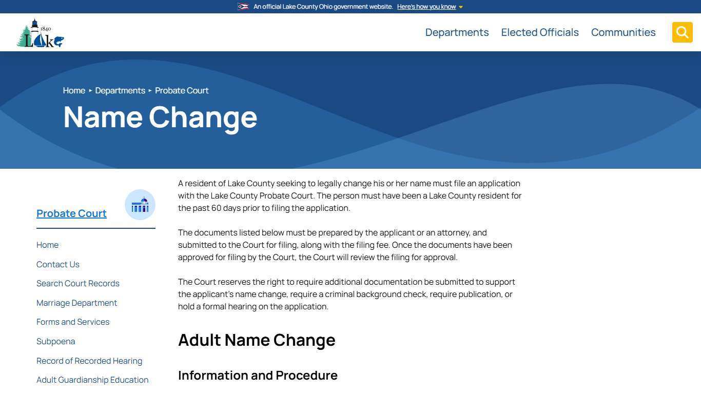 Name Change - Probate Court